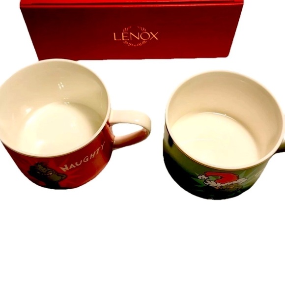 LENOX Merry Grinchmas Dr. Seuss GRINCH Mugs Set of 2~Naughty & Nice 14 oz NEW - Picture 2 of 9